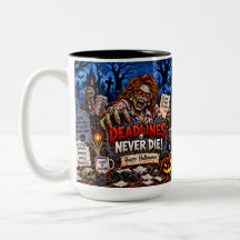 Roliga Halloweenmugg 15 oz - Deadlines Dör Aldrig