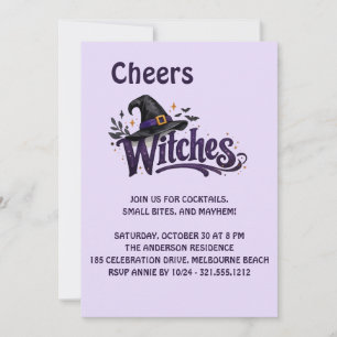 Roliga Hälsningar Häxor Halloween Tjejkväll Party Inbjudningar