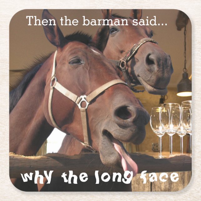 Roliga hästar underlägg papper kvadrat (Framsidan)