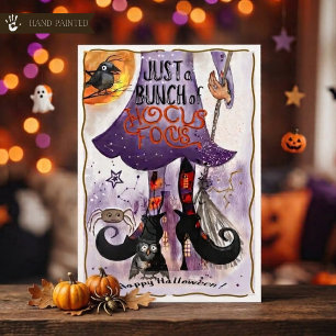 Roliga Häxben Hokus Fokus Halloween-kort Kort