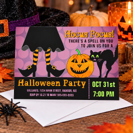 Roliga Häxben Pumpa Svart Katt Halloweenfest Inbjudningar