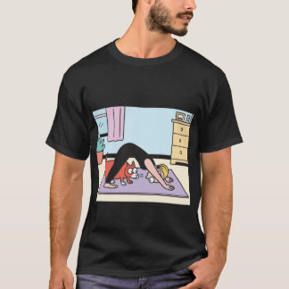 Roliga hem yoga poser katt och hund nedåtriktad hu t shirt