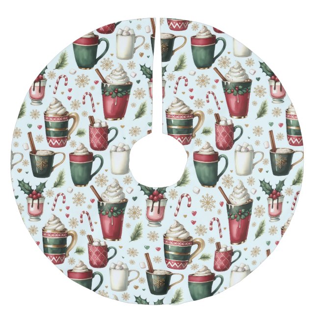 Roliga heta julfirande drycker Julmönster Julgransmatta Borstad Polyester (Framsidan)