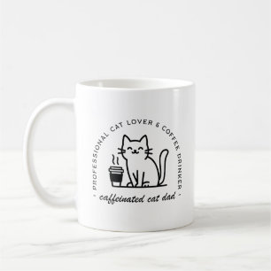 Roliga hipster-män som är kattpappor och kaffefana kaffemugg