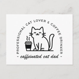 Roliga hipster-män som är kattpappor och kaffefana vykort