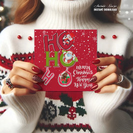 Roliga HO HO HO Retro Julfestkort Kort