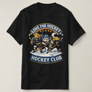 Roliga Hockey Djur Klubb - Klassisk Hockey Kärlek T Shirt