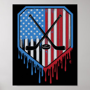 Roliga Hockey Drip Pojkar Glass Patriotisk Amerika Poster