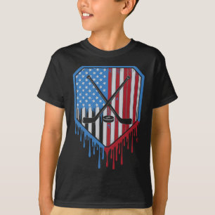 Roliga Hockeysjunkarpojkar Glass Patriotisk Amerik T Shirt