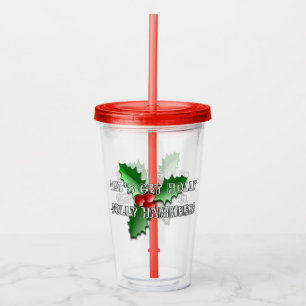 Roliga Holly Glada Röda Bär Gröna Blad Högtid Take Away Mugg