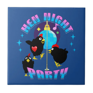 Roliga höns natt kyckling fest humor kakelplatta