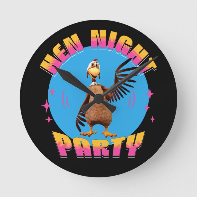 Roliga höns natt kyckling fest humor rund klocka (Framsida)