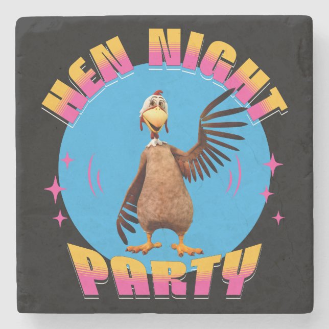 Roliga höns natt kyckling fest humor stenunderlägg (Framsidan)