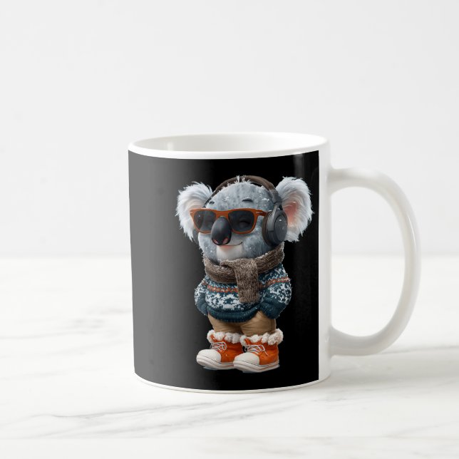 Roliga Hörlurar Koala Kostym för Vinterälskare Kaffemugg (Höger)