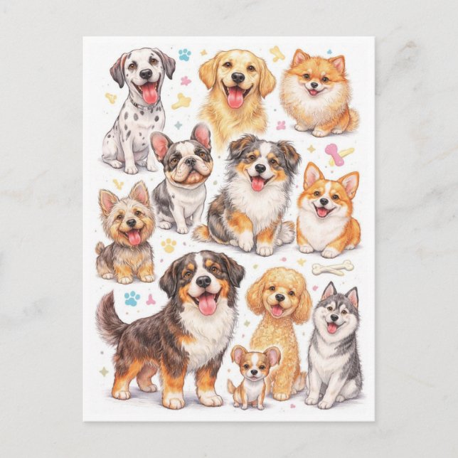 Roliga hundar. Postkort Vykort (Framsida)