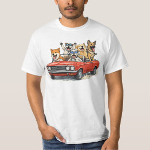 Roliga hundar som kör bil t-shirt