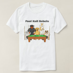 Roliga Hundar Tema Biljard Poolhall Rebeller T Shirt