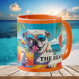 Roliga hundkompisar sommarstrand kaffemugg