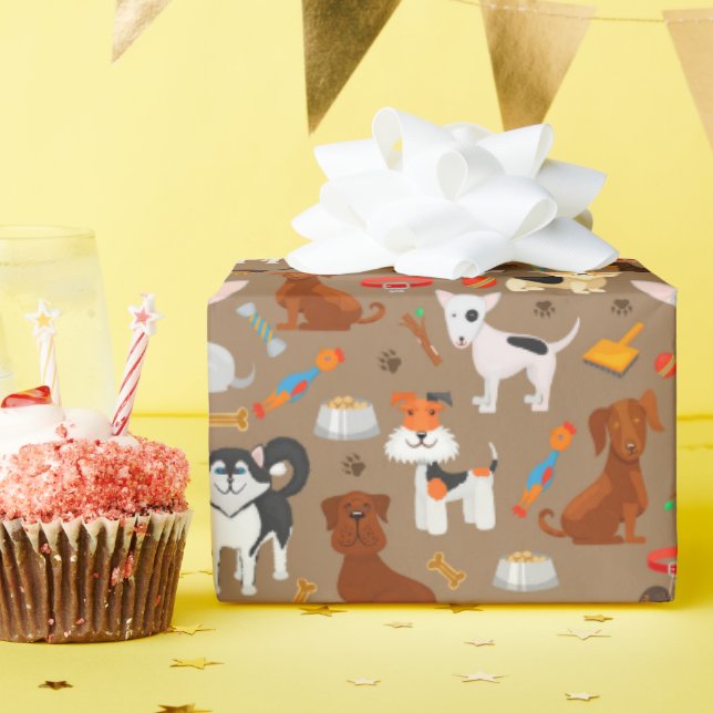 Roliga hundmönster bästa vän hund  presentpapper (Födelsedagsfest)