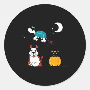 Roliga husdjur Halloween-kostymer Hund Svart katt Runt Klistermärke