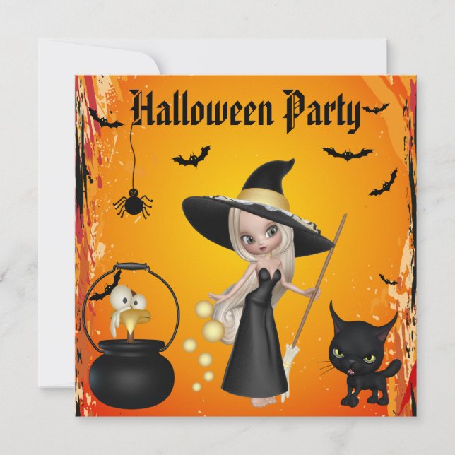 Roliga inbjudan för häxabrygdhalloween fest (Framsida)