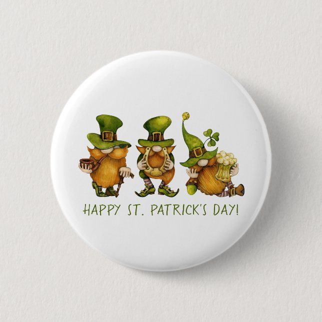 Roliga irländska tomtar Glad St. Patricks dag Knapp (Framsida)