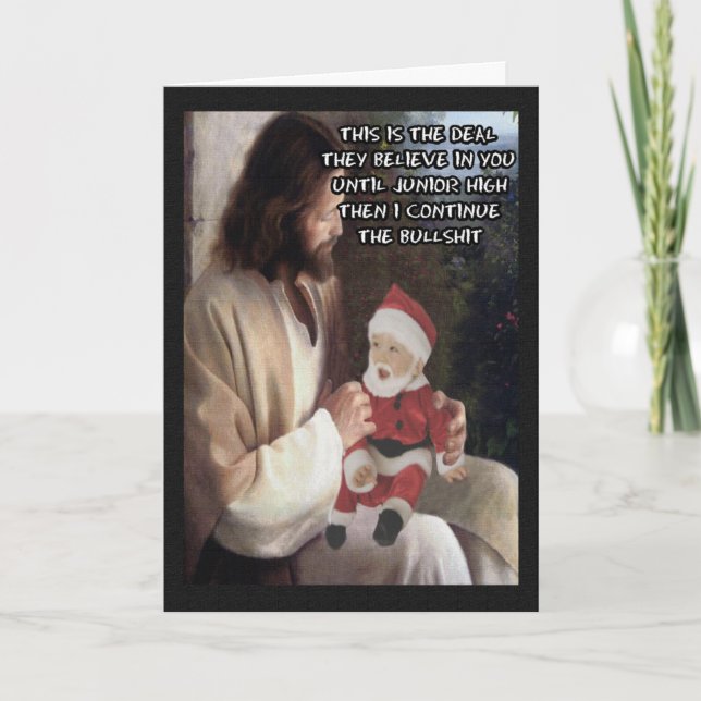 Roliga Jesus och Santa Helgkort (Framsida)