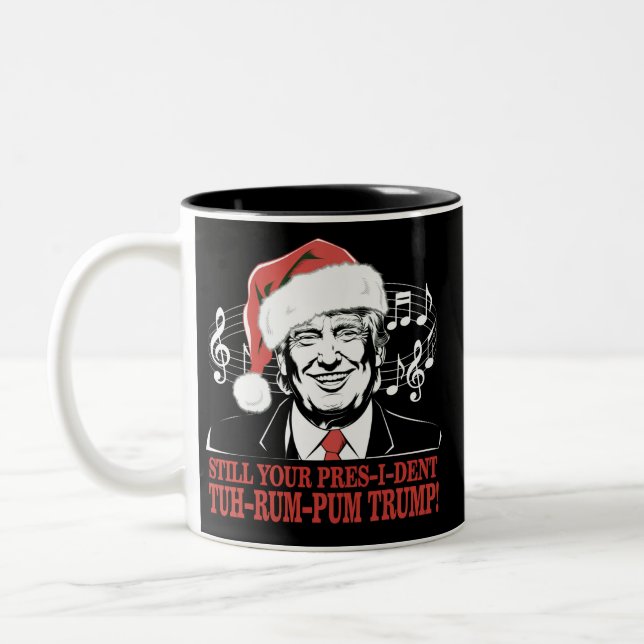 Roliga jul-President Trump Pyjamas Fula Xmas Två-Tonad Mugg (Vänster)