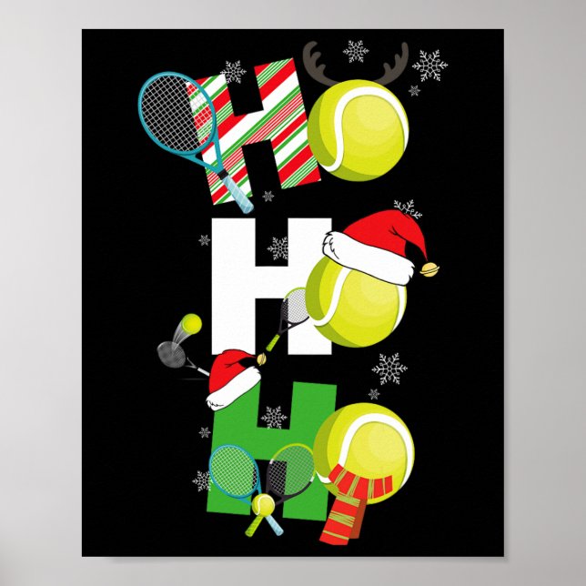 Roliga jul tennis pyjamas spelare matchande racket poster (Framsidan)