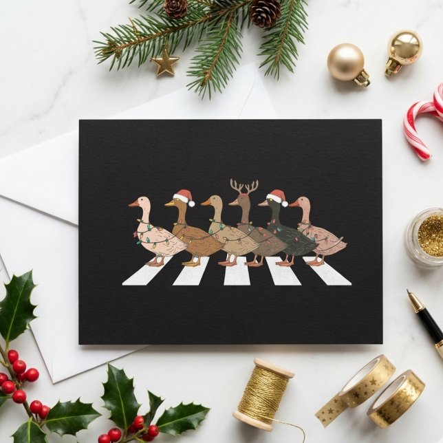 Roliga julankor som korsar Santa-hatt design Julkort (Skapare uppladdad)