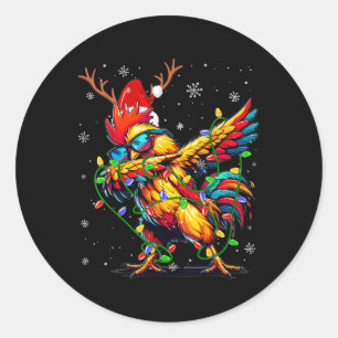 Roliga julbelysning Kyckling Santa Dabbing Jul Runt Klistermärke