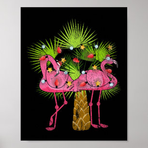 Roliga julbelysningar Flamingos Sommarjul Poster