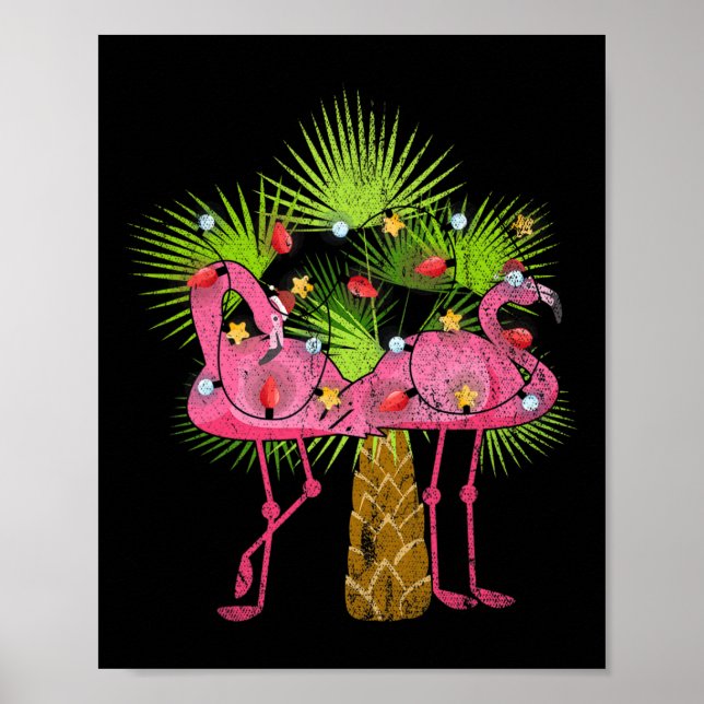 Roliga julbelysningar Flamingos Sommarjul  Poster (Framsidan)