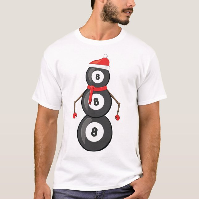 Roliga julbiljardbollar Snöman T Shirt (Framsida)