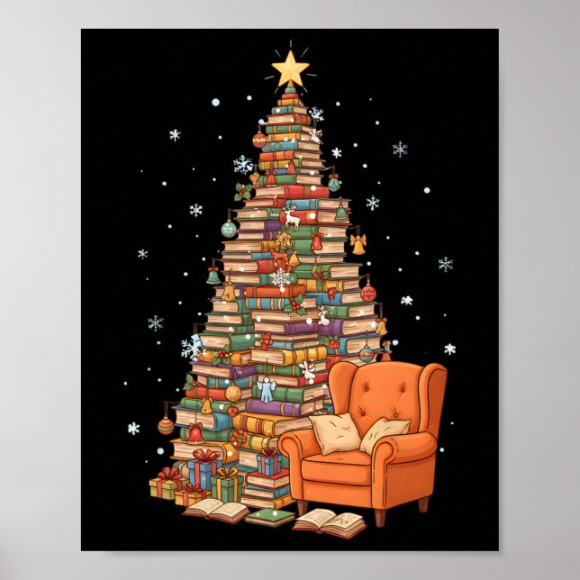 Roliga julböcker Träd Bokälskare Lärare Biblioteka Poster (Framsidan)