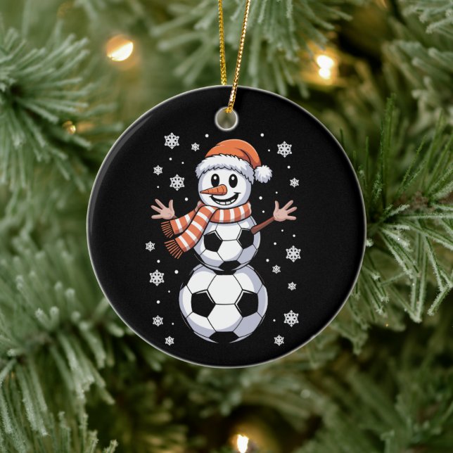 Roliga julfotbollar träd som snöman  julgransprydnad keramik (Träd)
