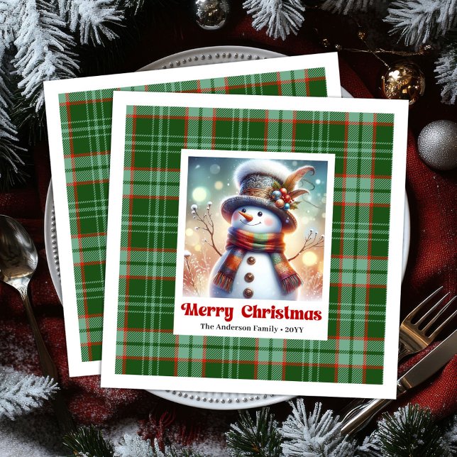 Roliga julgran juldukar utskrivbara barn  pappersservett (Funny Christmas Snowman Napkins Printable Kids Style Gold

)