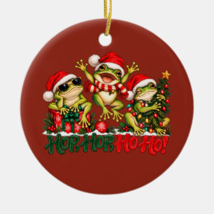 Roliga julgrodor Hop Hop Ho Ho Julgransprydnad Keramik