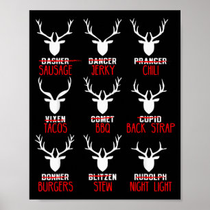 Roliga julhjortjägare Alla Santas renar Poster