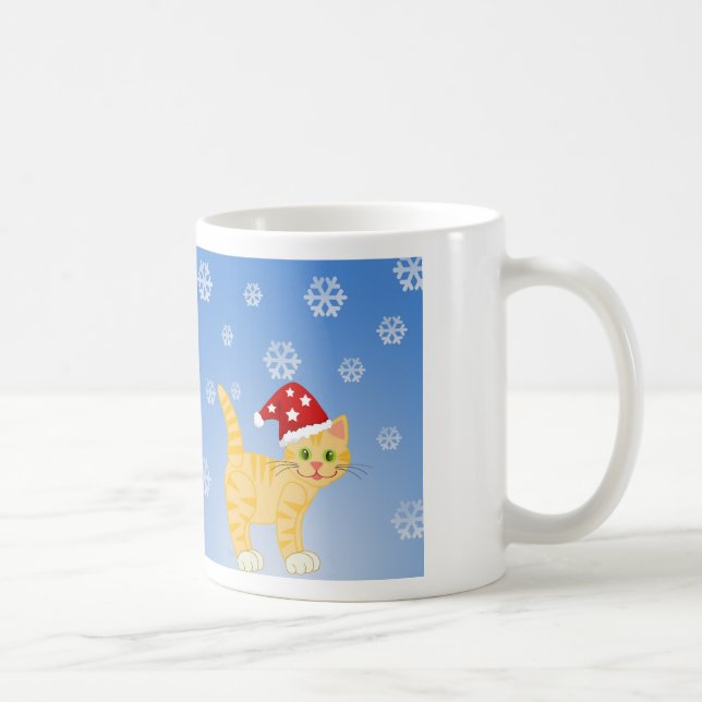 Roliga julkatten gula snöflingor kaffemugg (Höger)