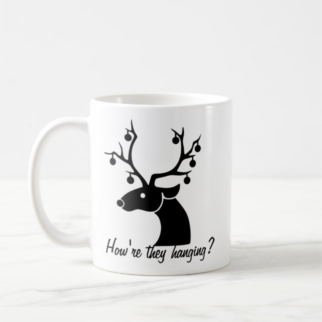 Roliga julrenar ornamenter silhuett kaffemugg (Vänster)