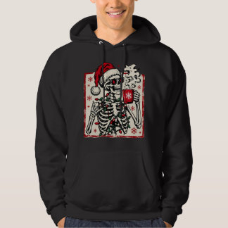 Roliga julställningar för kaffebönor med skelett-h hoodie