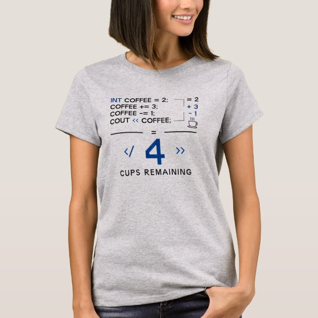 Roliga Kaffe Koppar Återstår Programmerare Kodning T Shirt (Framsida)