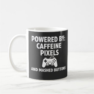 Roliga Kaffe Pixlar och Krossade Knappar Gamer Cit Kaffemugg