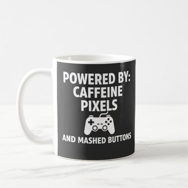 Roliga Kaffe Pixlar och Krossade Knappar Gamer Cit Kaffemugg (Vänster)