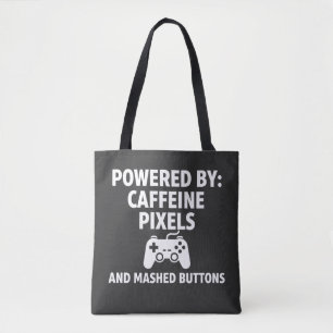 Roliga Kaffe Pixlar och Krossade Knappar Gamer Cit Tygkasse
