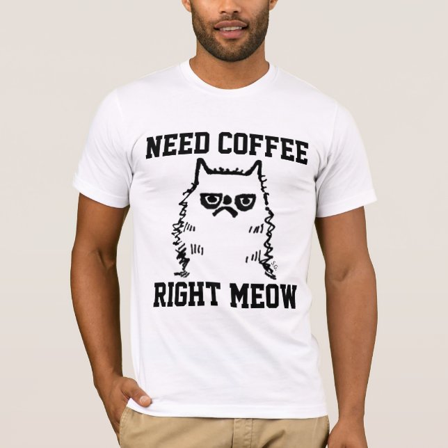 Roliga kaffebitter katt t-shirts (Framsida)