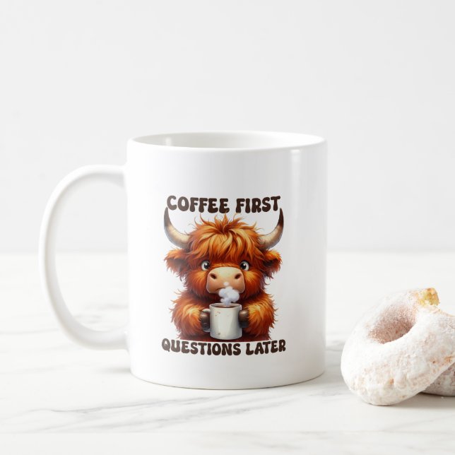 Roliga kaffefrågor word art  kaffemugg (Med munk)