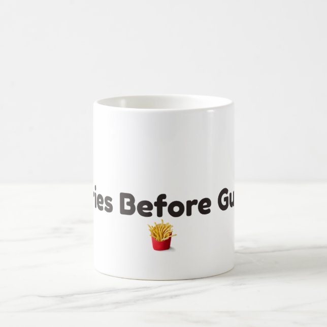 Roliga kaffemuggen 'Pommes före killar' Kaffemugg (Center)