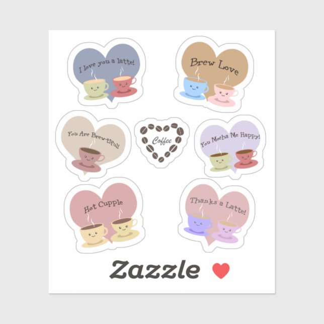 Roliga kaffeskämt dekal uppsättning (Ark)